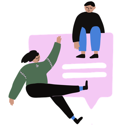 Two people talking — human connection illustration