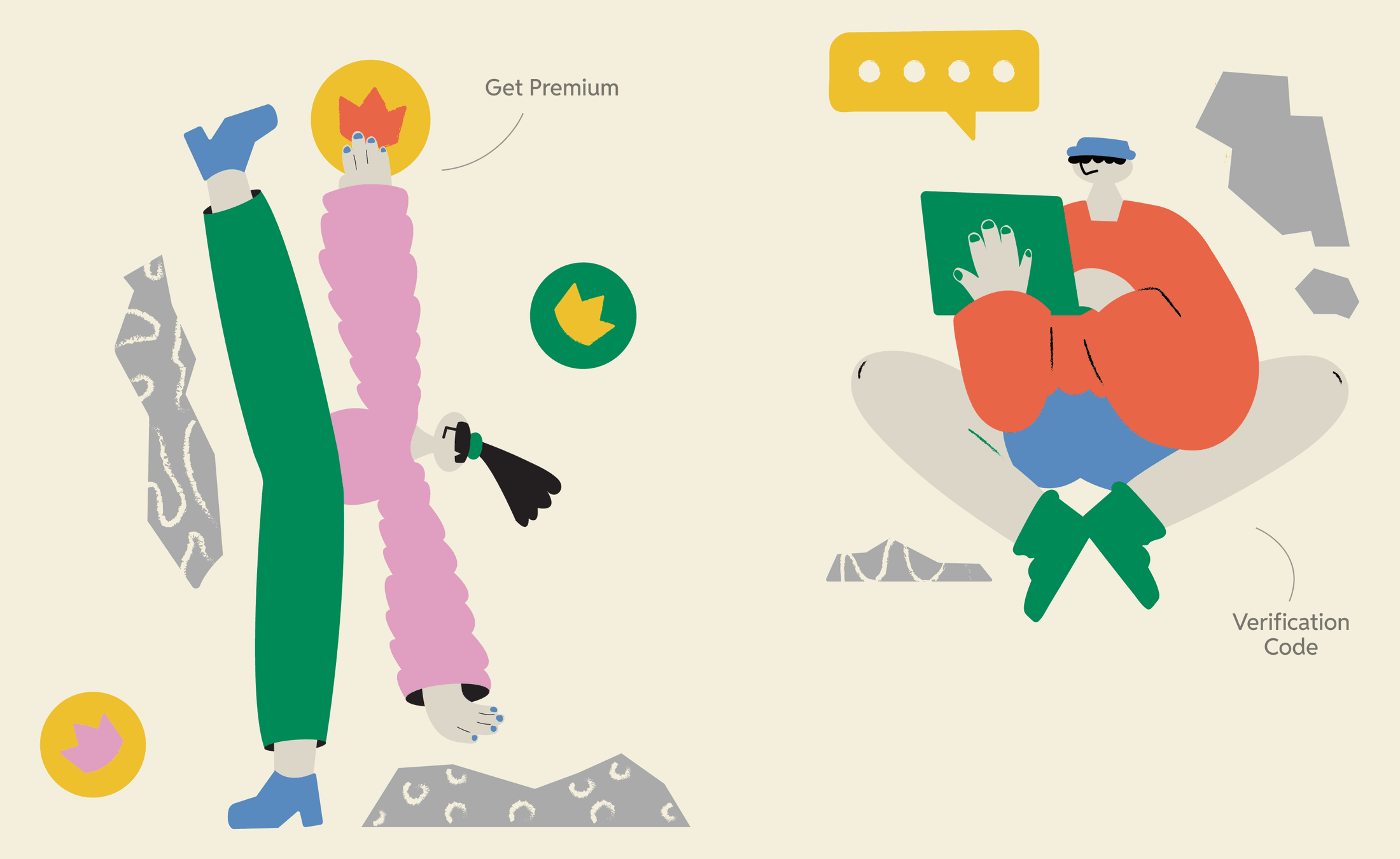 Onboarding moments — upgrading to premium and entering a verification code