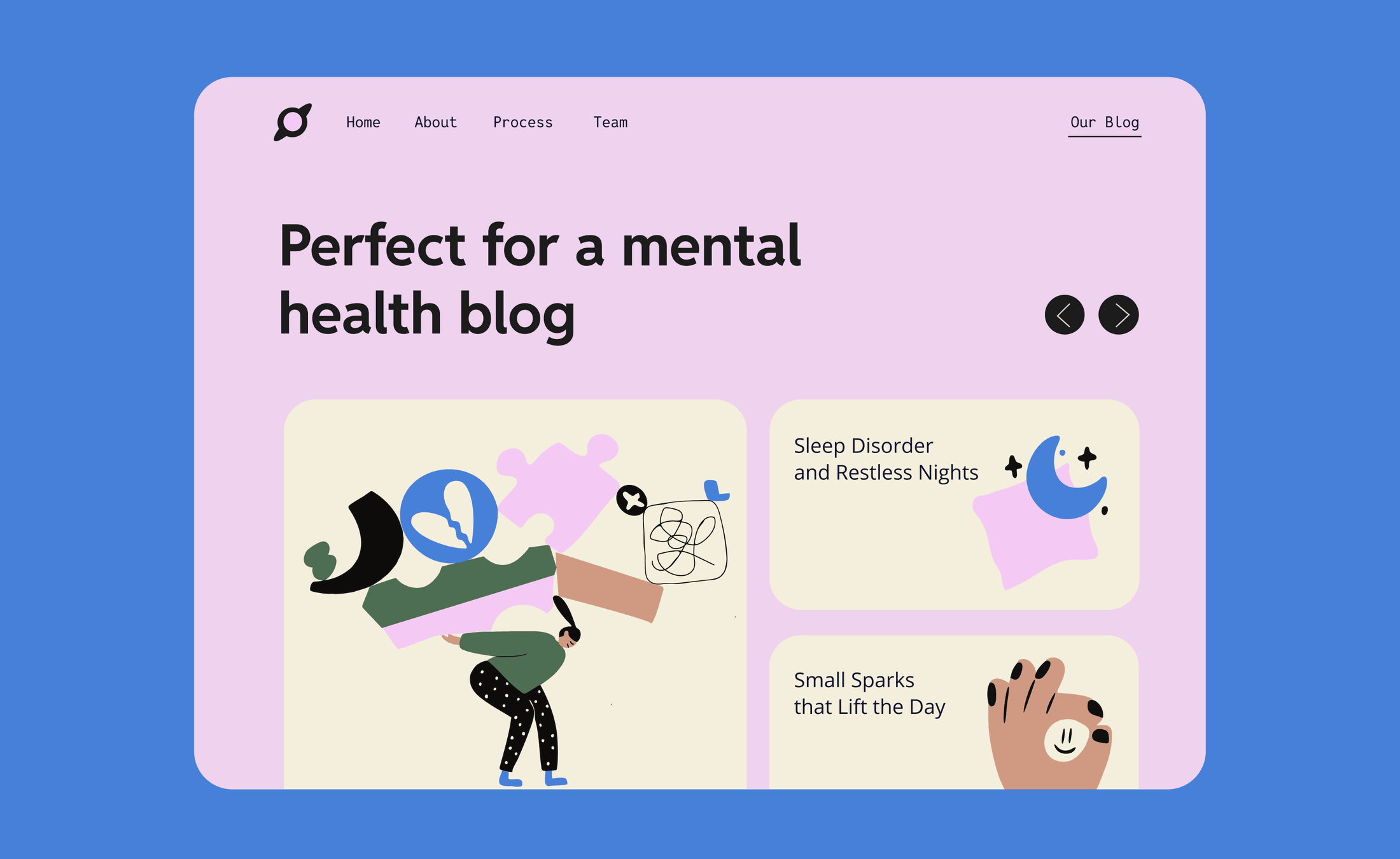 Mental health blog layout using the pack