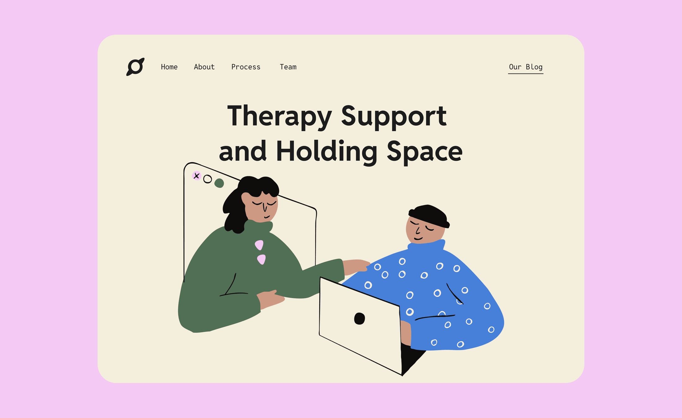 Therapy support website screen
